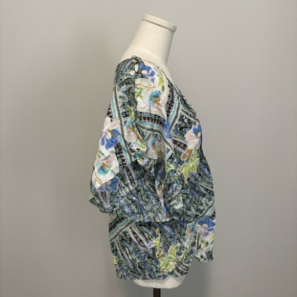 Anthropologie Maeve Maya Floral Flutter Sleeve Blouse Button Shoulder Size 6 - Picture 10 of 14